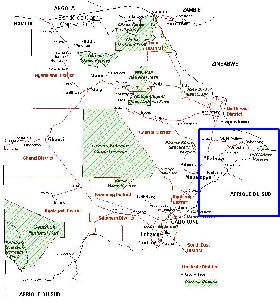 Administrativa mapa de Botswana em frances