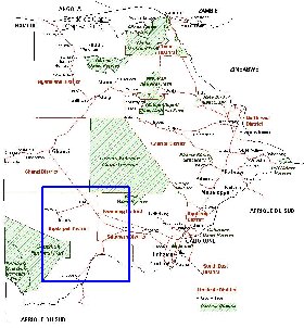 Administrativa mapa de Botswana em frances