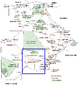 Administrativa mapa de Botswana em frances