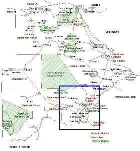 Administrativa mapa de Botswana em frances