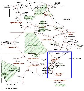 Administrativa mapa de Botswana em frances