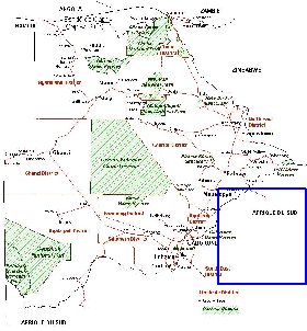 Administrativa mapa de Botswana em frances