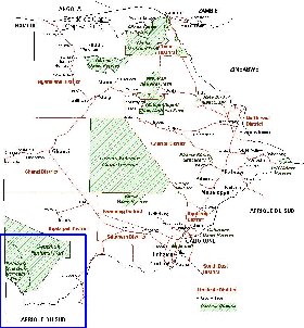 Administrativa mapa de Botswana em frances