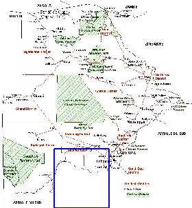 Administrativa mapa de Botswana em frances