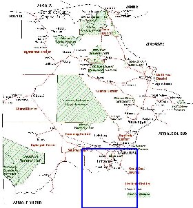 Administrativa mapa de Botswana em frances