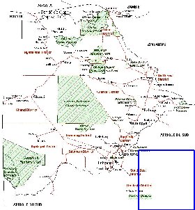 Administrativa mapa de Botswana em frances