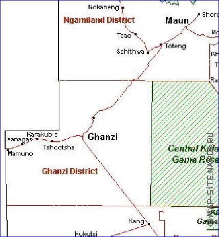 Administrativa mapa de Botswana em frances