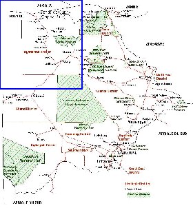 Administrativa mapa de Botswana em frances