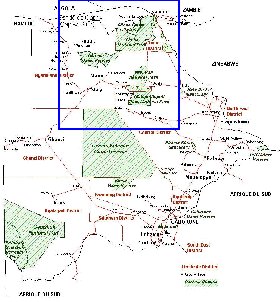 Administrativa mapa de Botswana em frances