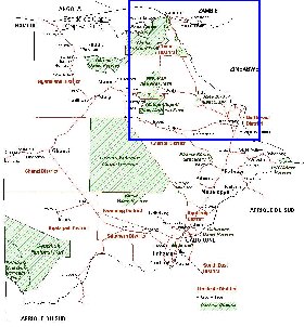 Administrativa mapa de Botswana em frances