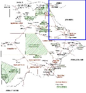 Administrativa mapa de Botswana em frances