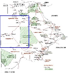 Administrativa mapa de Botswana em frances