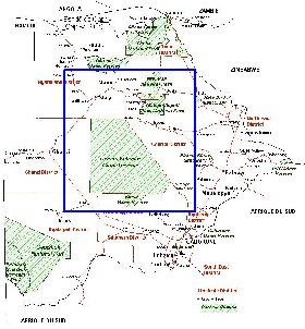 Administrativa mapa de Botswana em frances