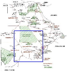 Administrativa mapa de Botswana em frances