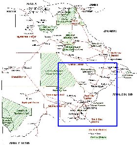 Administrativa mapa de Botswana em frances