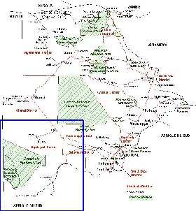 Administrativa mapa de Botswana em frances