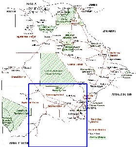 Administrativa mapa de Botswana em frances