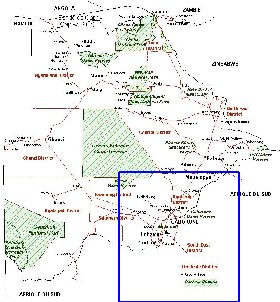 Administrativa mapa de Botswana em frances