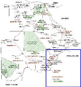 Administrativa mapa de Botswana em frances