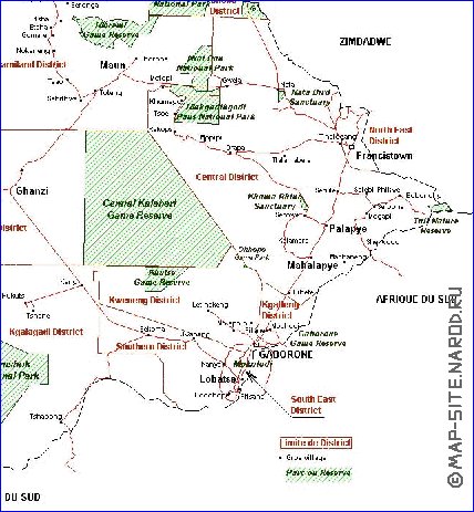 Administratives carte de Botswana