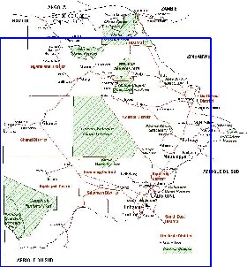 Administrativa mapa de Botswana em frances