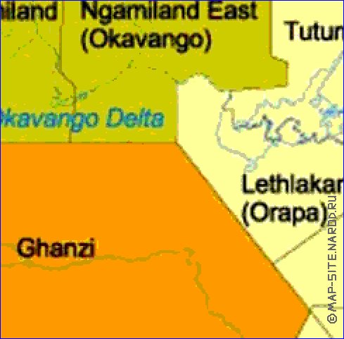 Administrativa mapa de Botswana