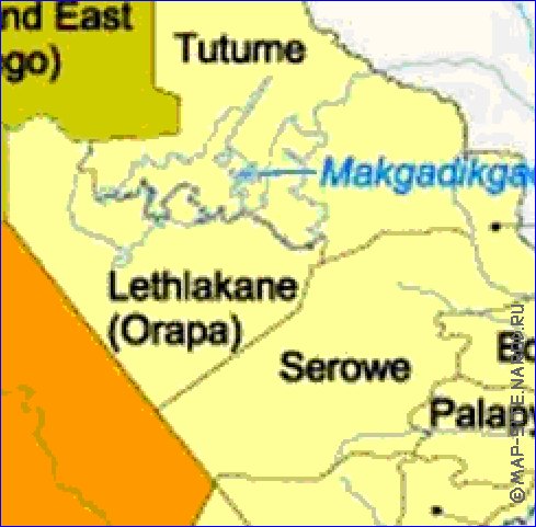 Administrativa mapa de Botswana