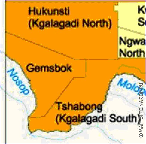 Administrativa mapa de Botswana