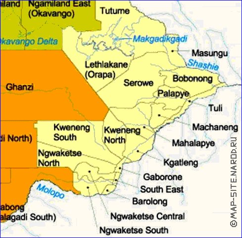 Administratives carte de Botswana