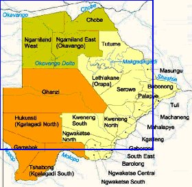 Administrativa mapa de Botswana