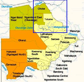 Administrativa mapa de Botswana