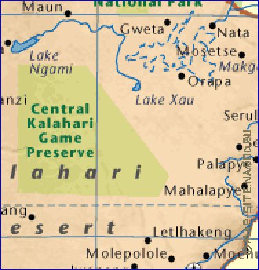 mapa de Botswana em ingles