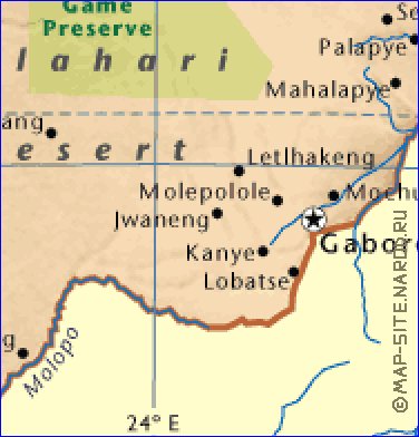 mapa de Botswana em ingles