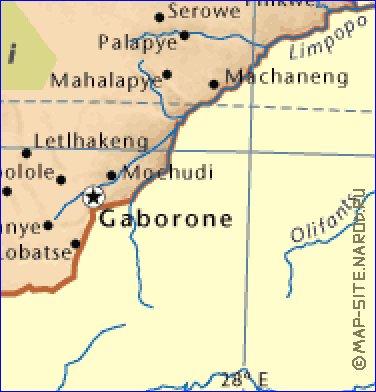 carte de Botswana en anglais