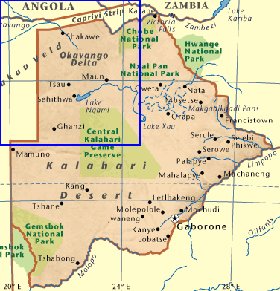 mapa de Botswana em ingles