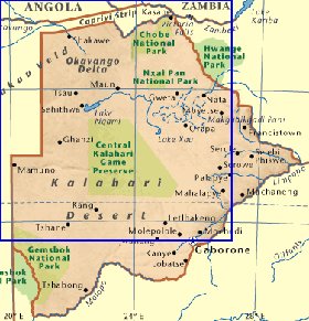 carte de Botswana en anglais