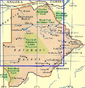 mapa de Botswana em ingles