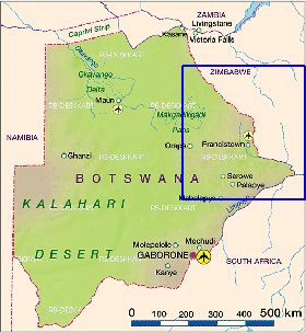 carte de Botswana en allemand