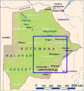 mapa de Botswana em alemao