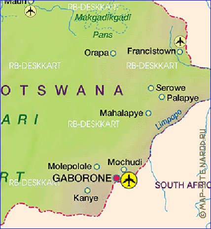 mapa de Botswana em alemao