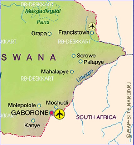 mapa de Botswana em alemao