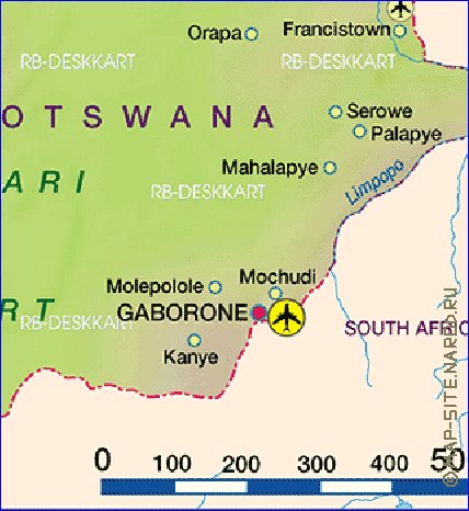 mapa de Botswana em alemao