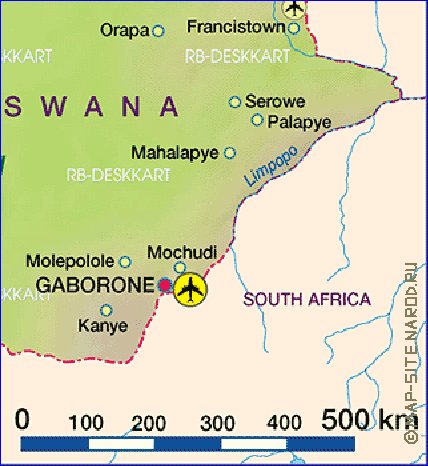 mapa de Botswana em alemao