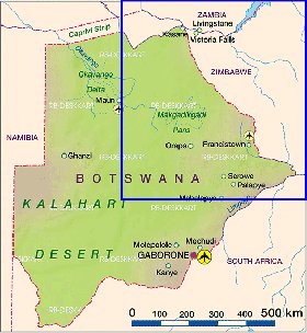 mapa de Botswana em alemao