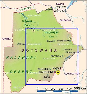 mapa de Botswana em alemao