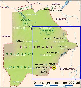 mapa de Botswana em alemao