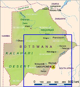 mapa de Botswana em alemao