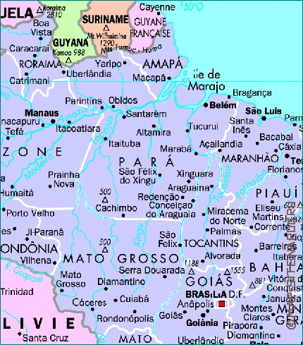 Administrativa mapa de Brasil em frances