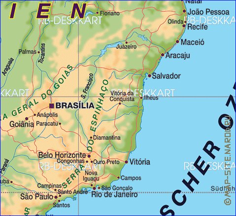 mapa de Brasil em alemao