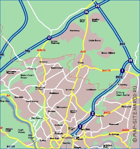 mapa de Bristol em ingles